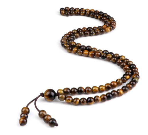 Men's Natural Stone Malachite 108 Beaded Necklace