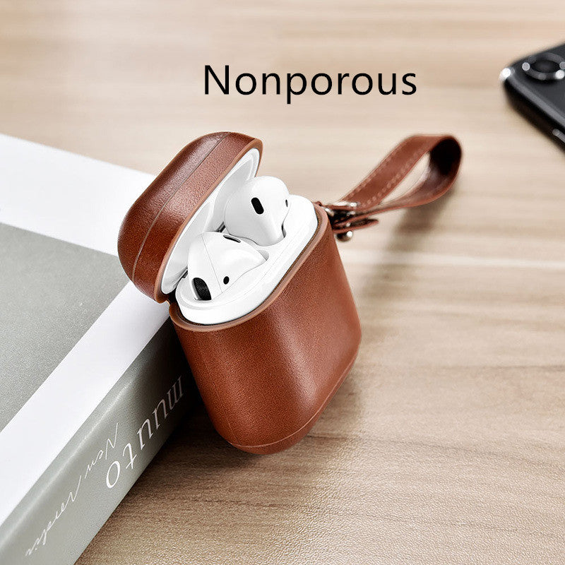 ICARER Leather AirPods Case for Apple Bluetooth Earbuds