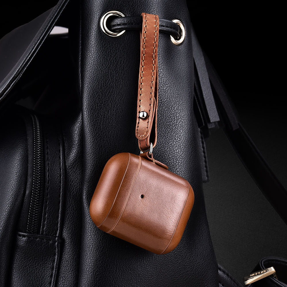 ICARER Leather AirPods Case for Apple Bluetooth Earbuds